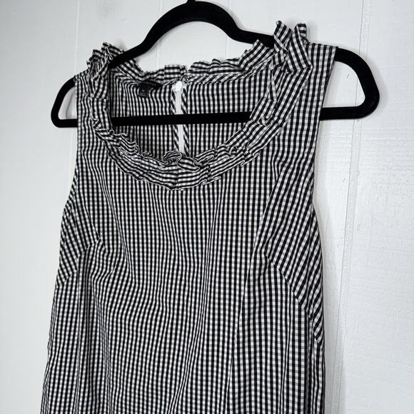 Talbots Women’s Gingham Pleated Neck Shift Dress Black White Size 10 - Picture 4 of 6